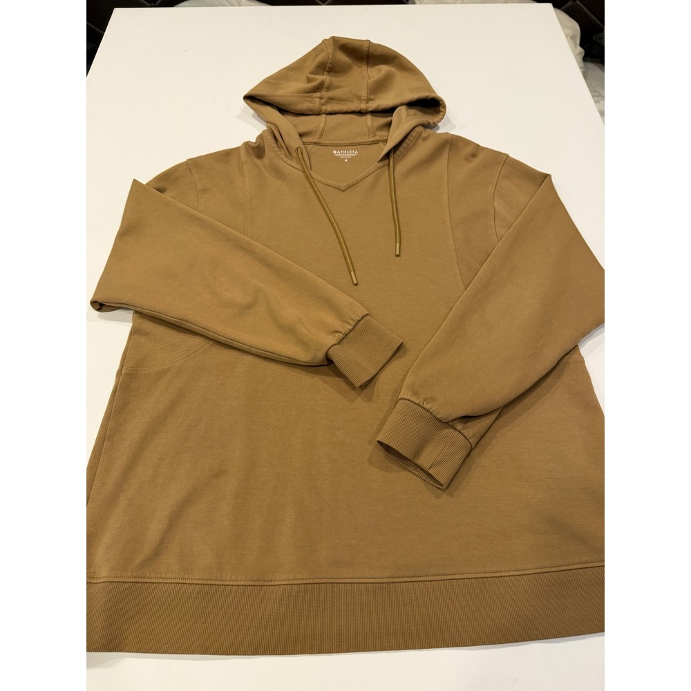 Athleta Harmony Pose Hoodie Women M Toasted Brown V-Neck Earthy Athleisure